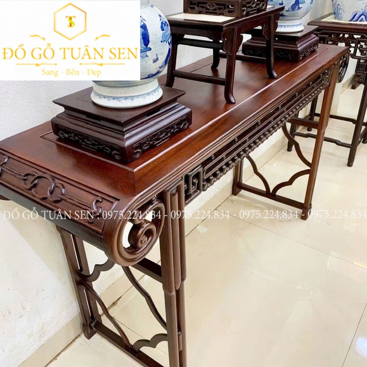 hình ảnh bàn chuông gỗ gụ